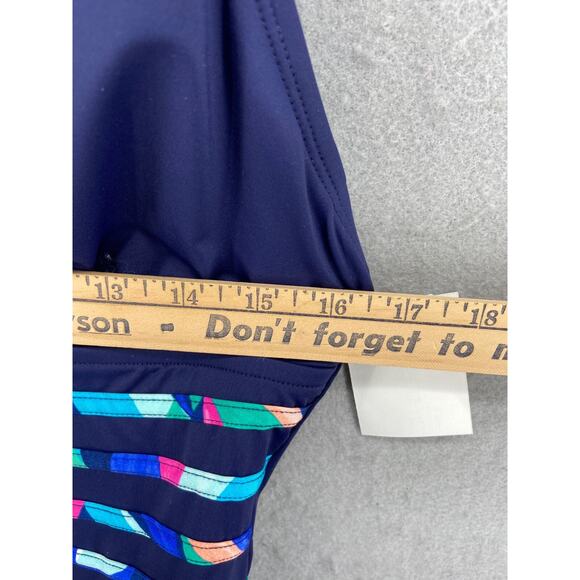 La Blanca Swimsuit Women's Sz 14 Island Goddess Blue V-neck Criss‎ Cross Straps - Picture 4 of 12